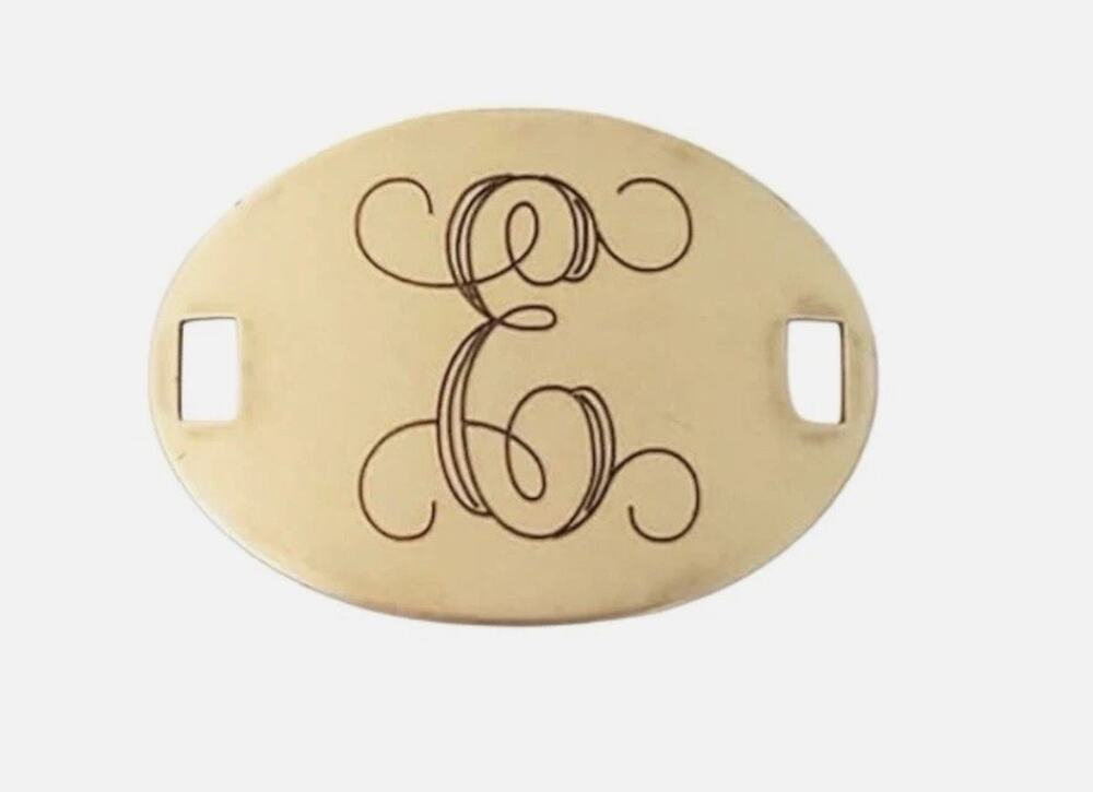 “E” Beaucoup Designs Jewelry, Laiton Collection Brass Initial Letter